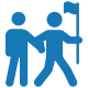 Two person icon with flag